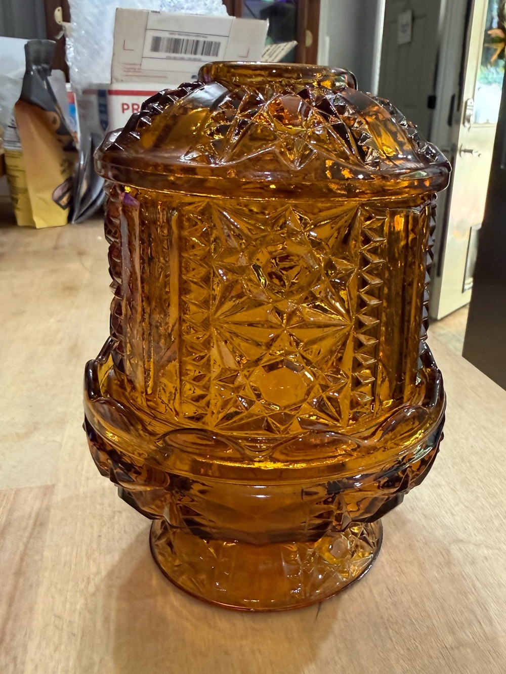 Indiana glass Fairy Lamp in amber!!
